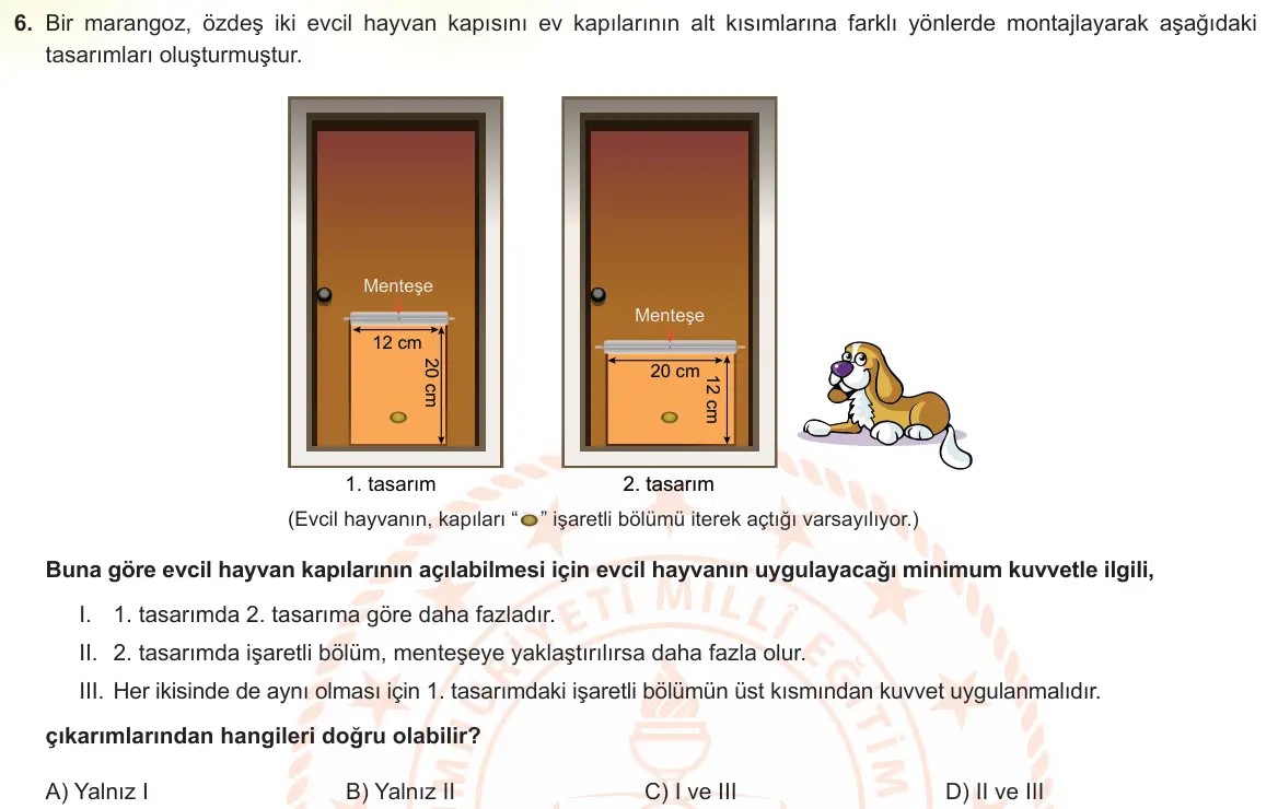 LGS Örnek Soruları Mart 2022 Sayısal Fen Bilimleri 6. Soru görseli