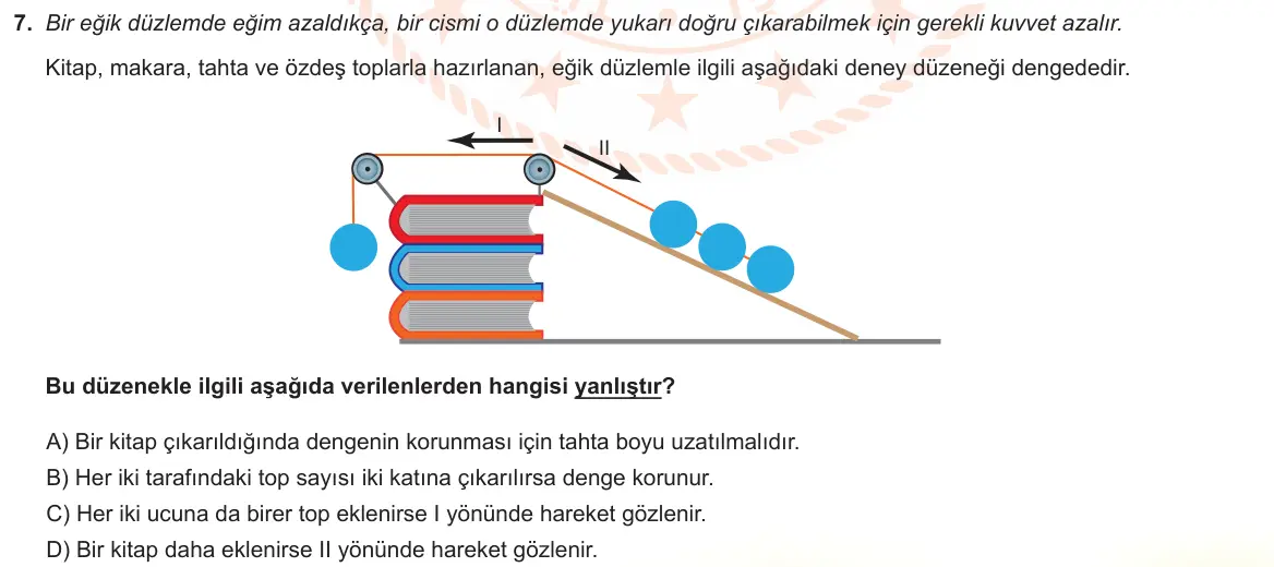 LGS Örnek Soruları Mart 2022 Sayısal Fen Bilimleri 7. Soru görseli