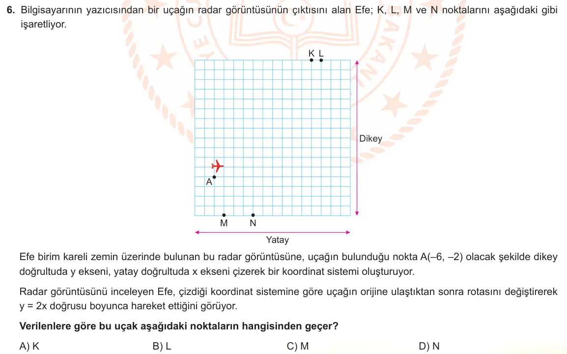 LGS Örnek Soruları Mart 2022 Sayısal Matematik 6. Soru görseli