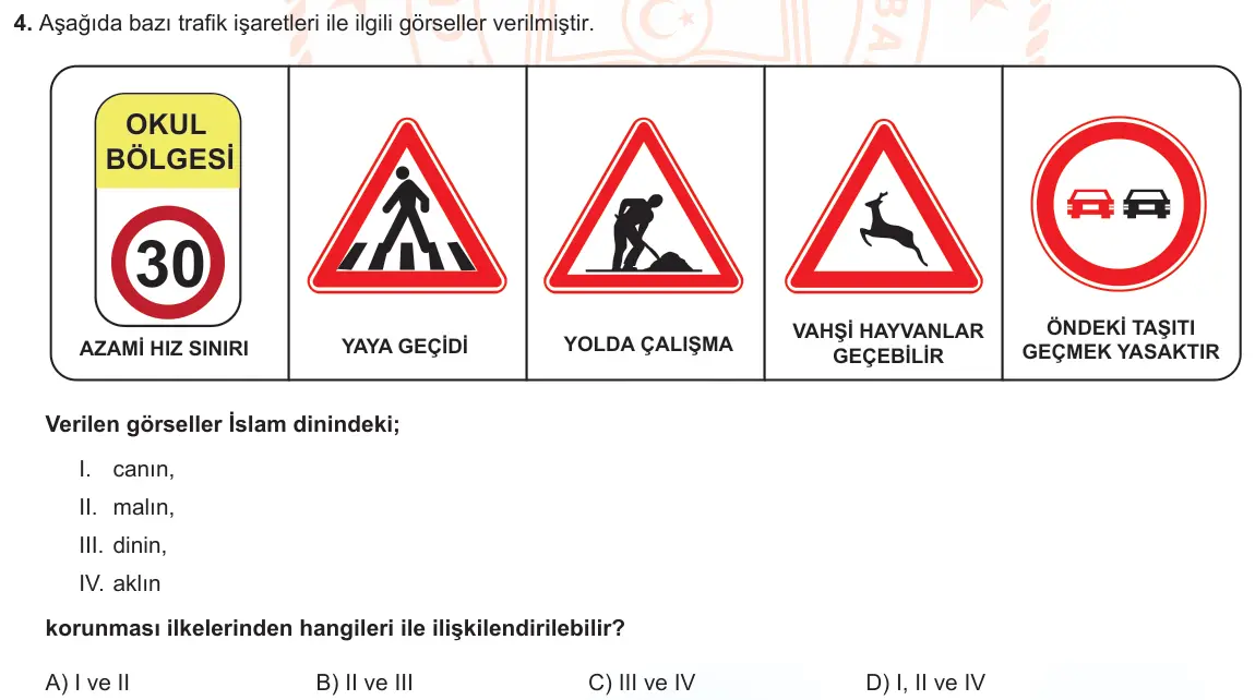 LGS Örnek Soruları Mart 2022 Sözel Din Kültürü ve Ahlak Bilgisi 4. Soru görseli