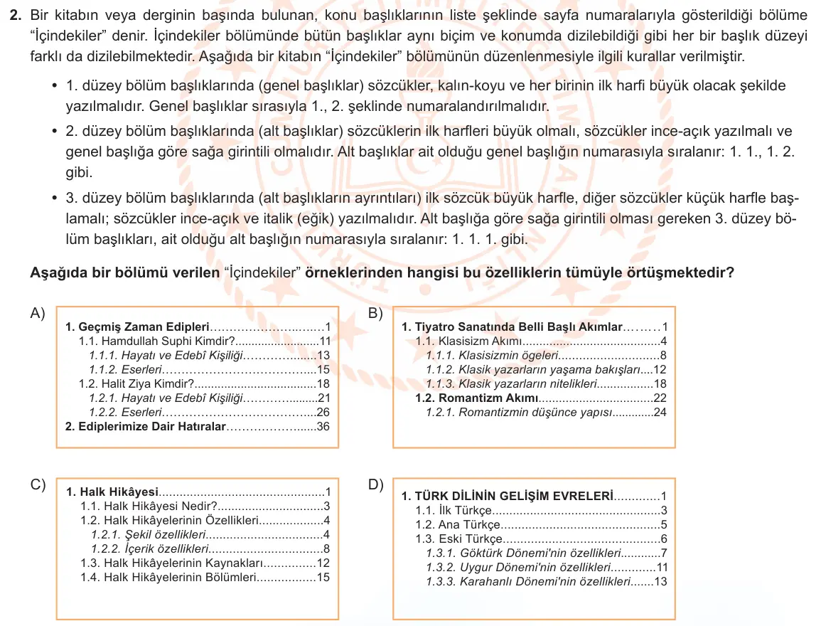 LGS Örnek Soruları Mart 2022 Sözel Türkçe 2. Soru görseli