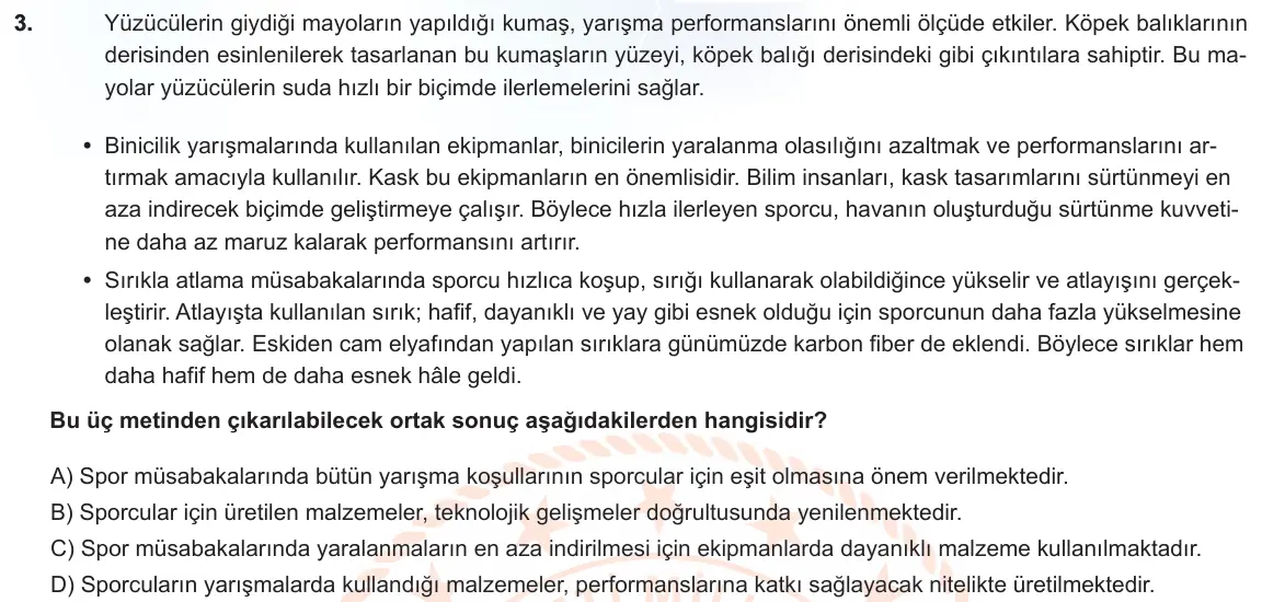 LGS Örnek Soruları Mart 2022 Sözel Türkçe 3. Soru görseli
