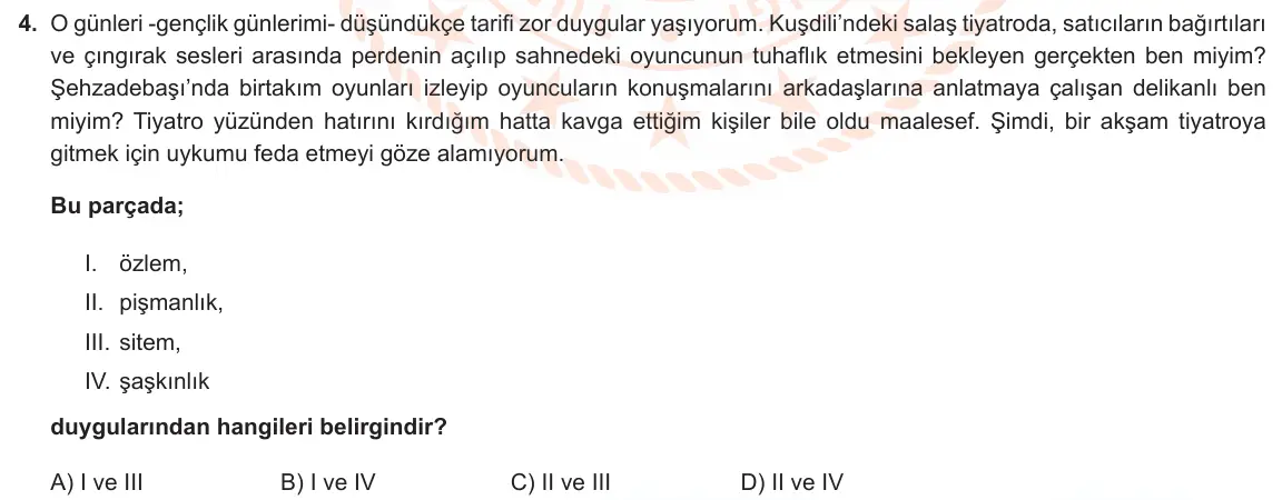 LGS Örnek Soruları Mart 2022 Sözel Türkçe 4. Soru görseli