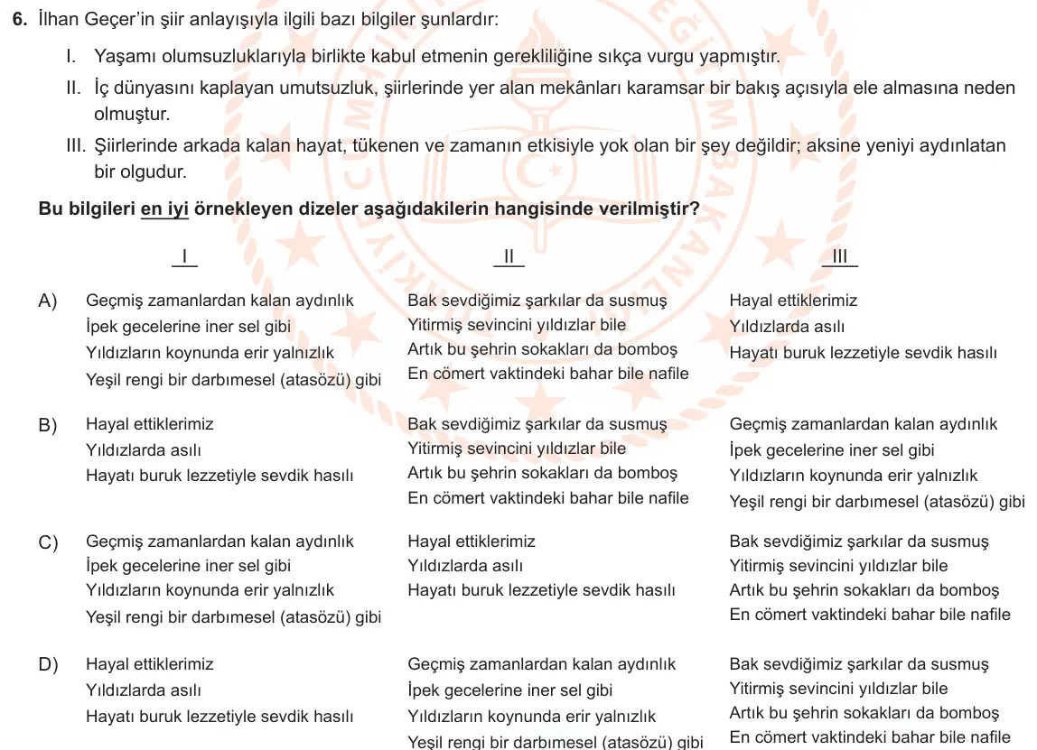 LGS Örnek Soruları Mart 2022 Sözel Türkçe 6. Soru görseli