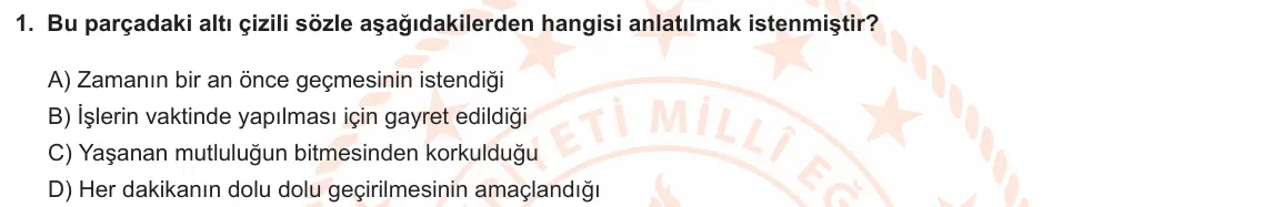 LGS Örnek Soruları Mayıs 2022 Sözel Türkçe 1. Soru görseli
