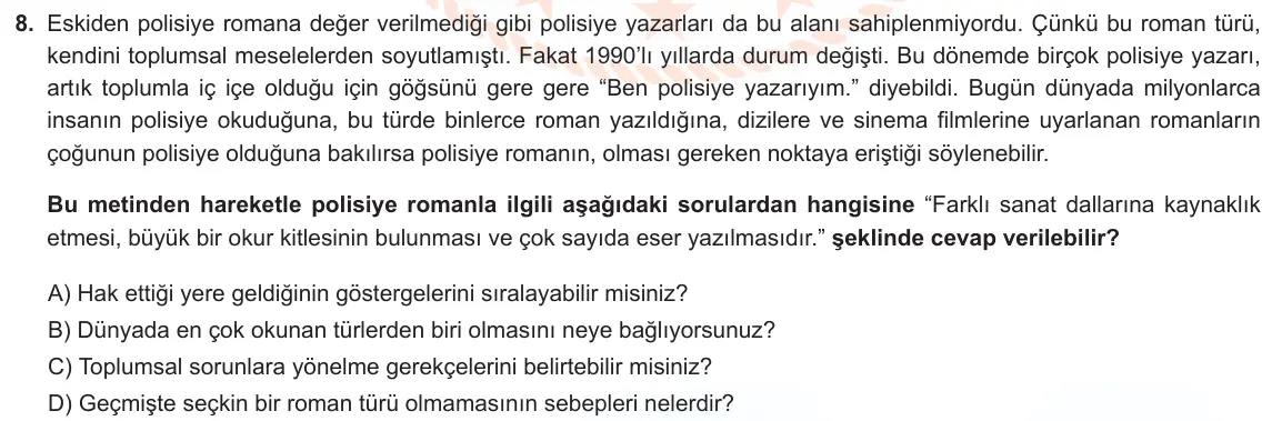 LGS Örnek Soruları Mayıs 2022 Sözel Türkçe 8. Soru görseli