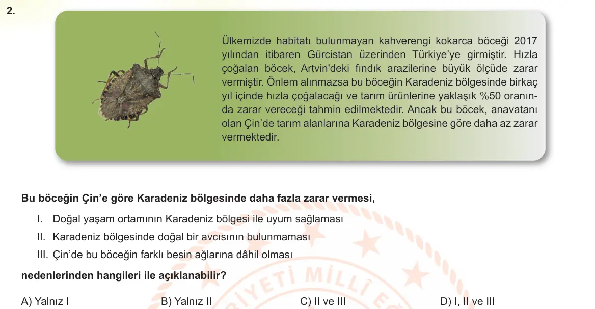 LGS Örnek Soruları Nisan 2022 Sayısal Fen Bilimleri 2. Soru görseli