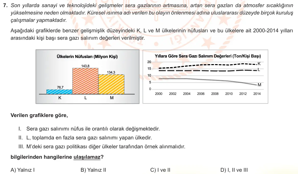 LGS Örnek Soruları Nisan 2022 Sayısal Fen Bilimleri 7. Soru görseli