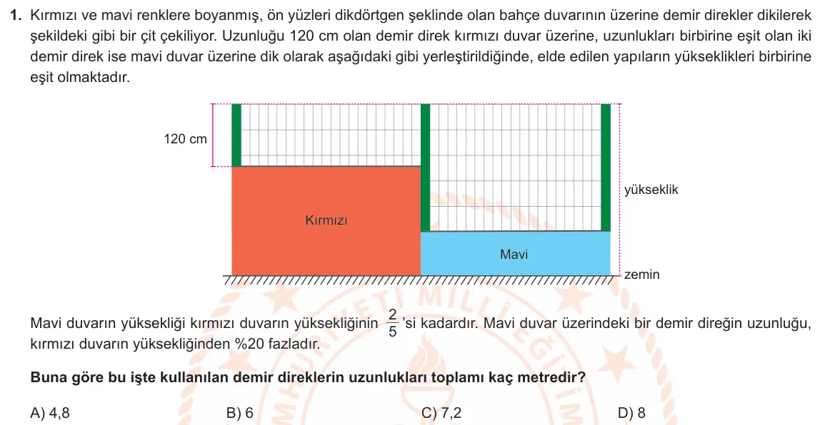 LGS Örnek Soruları Nisan 2022 Sayısal Matematik 1. Soru görseli