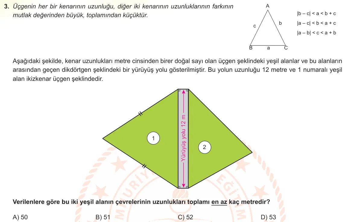 LGS Örnek Soruları Nisan 2022 Sayısal Matematik 3. Soru görseli