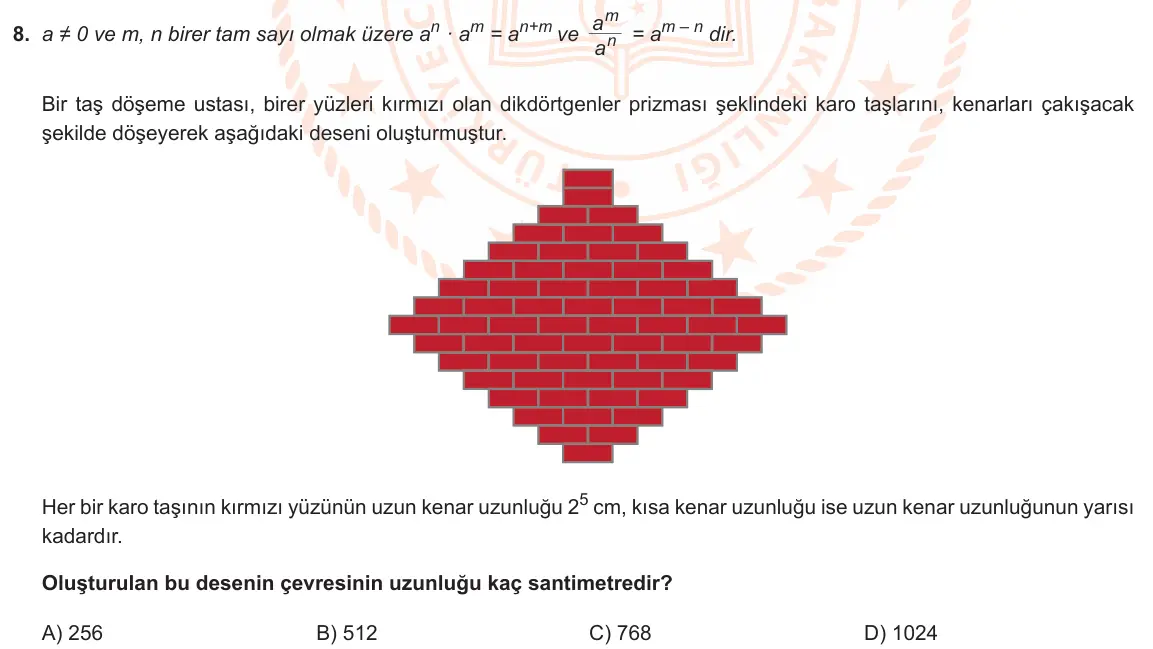 LGS Örnek Soruları Nisan 2022 Sayısal Matematik 8. Soru görseli