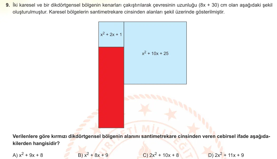 LGS Örnek Soruları Nisan 2022 Sayısal Matematik 9. Soru görseli