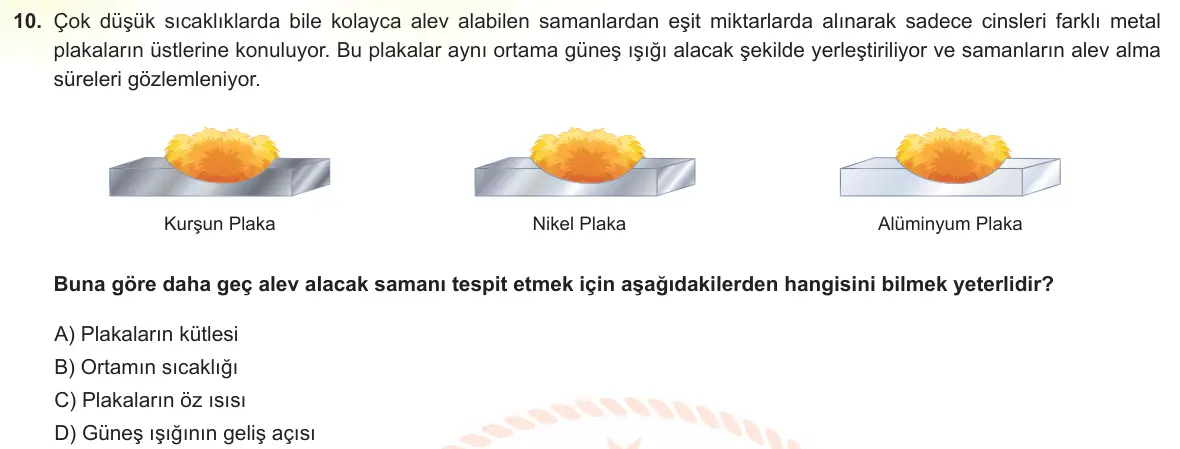 LGS Örnek Soruları Ocak 2022 Sayısal Fen Bilimleri 10. Soru görseli