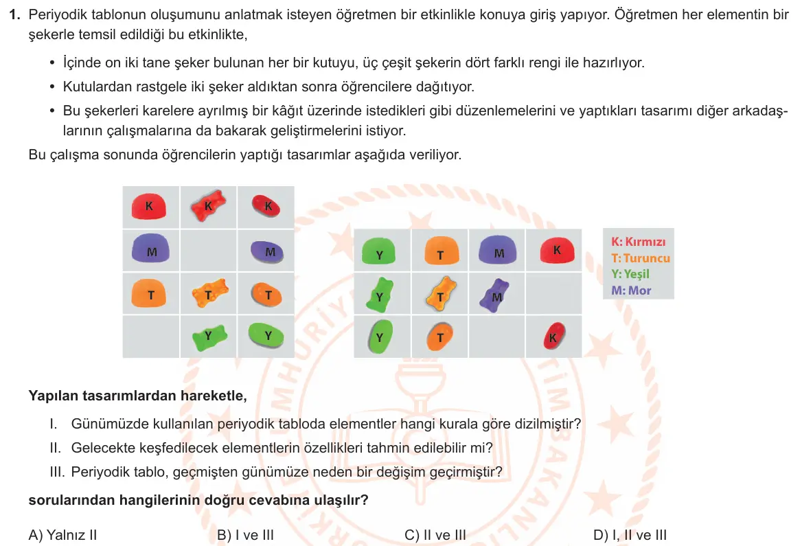 LGS Örnek Soruları Ocak 2022 Sayısal Fen Bilimleri 1. Soru görseli
