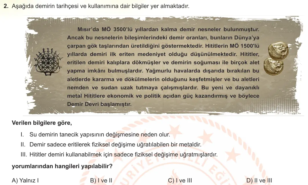 LGS Örnek Soruları Ocak 2022 Sayısal Fen Bilimleri 2. Soru görseli