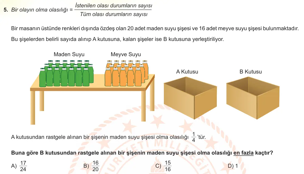 LGS Örnek Soruları Ocak 2022 Sayısal Matematik 5. Soru görseli
