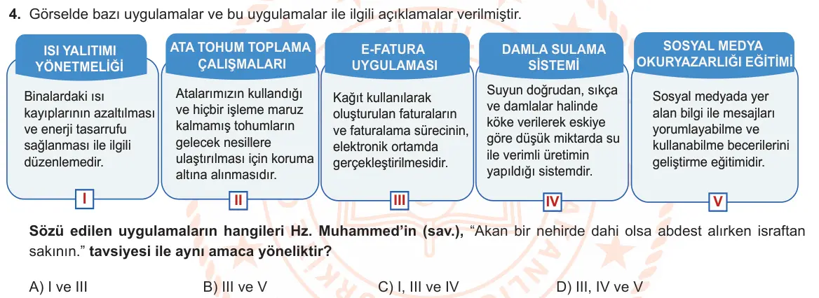 LGS Örnek Soruları Ocak 2022 Sözel Din Kültürü ve Ahlak Bilgisi 4. Soru görseli