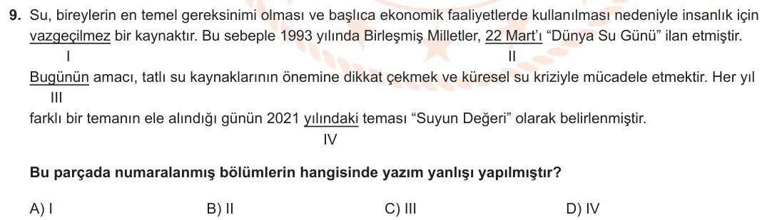 LGS Örnek Soruları Ocak 2022 Sözel Türkçe 9. Soru görseli