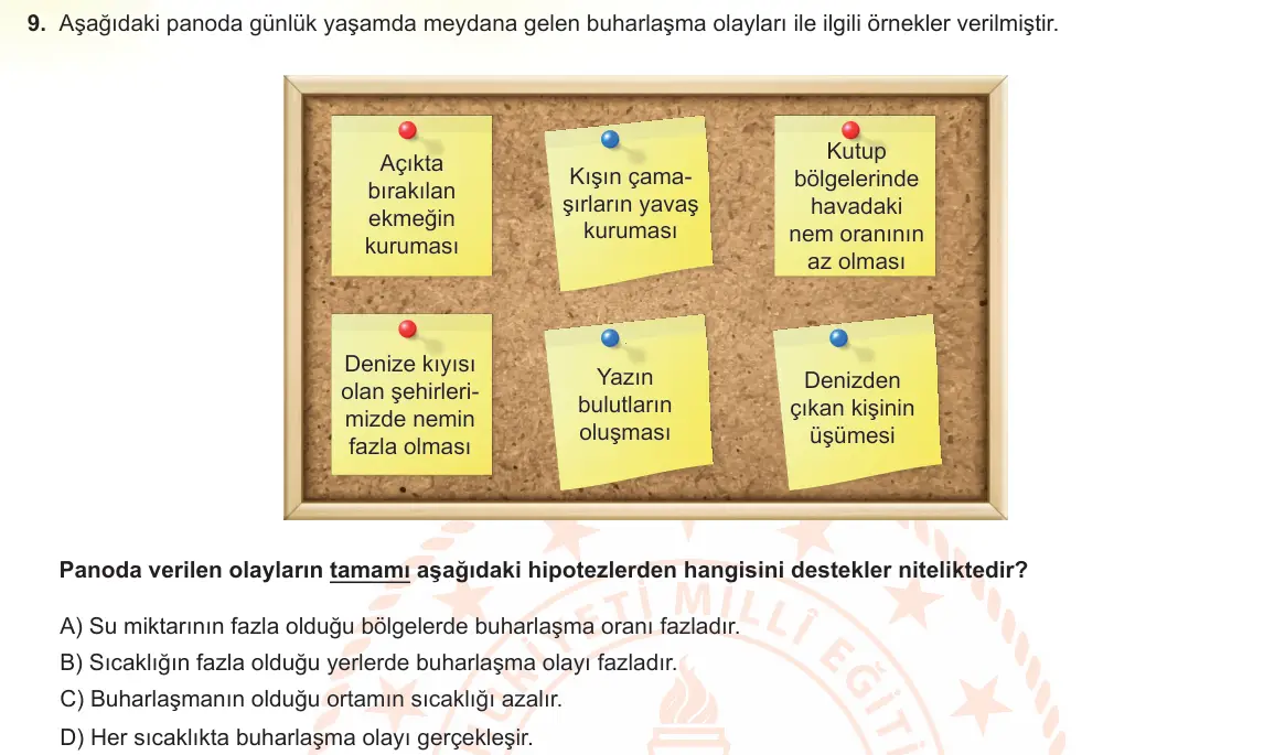 LGS Örnek Soruları Şubat 2022 Sayısal Fen Bilimleri 9. Soru görseli