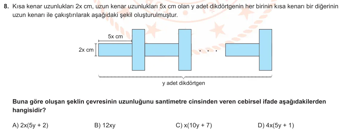LGS Örnek Soruları Şubat 2022 Sayısal Matematik 8. Soru görseli