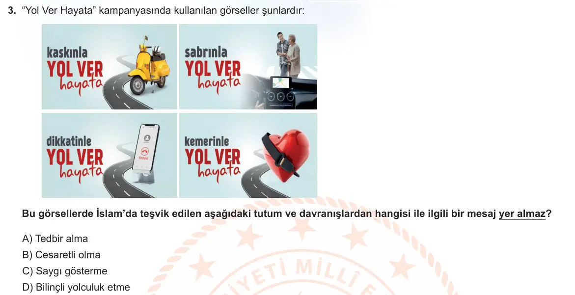LGS Örnek Soruları Şubat 2022 Sözel Din Kültürü ve Ahlak Bilgisi 3. Soru görseli