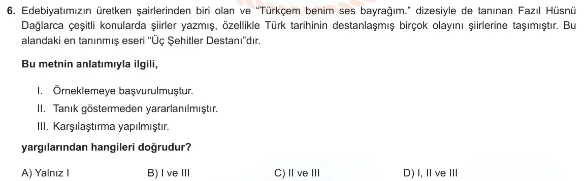 LGS Örnek Soruları Şubat 2022 Sözel Türkçe 6. Soru görseli