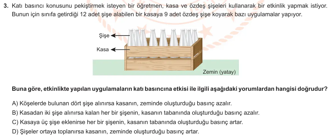 LGS Örnek Soruları Aralık 2022 Sayısal Fen Bilimleri 3. Soru görseli
