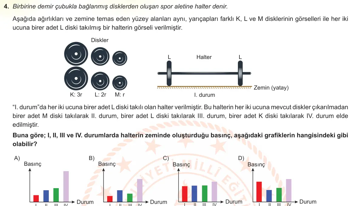 LGS Örnek Soruları Aralık 2022 Sayısal Fen Bilimleri 4. Soru görseli