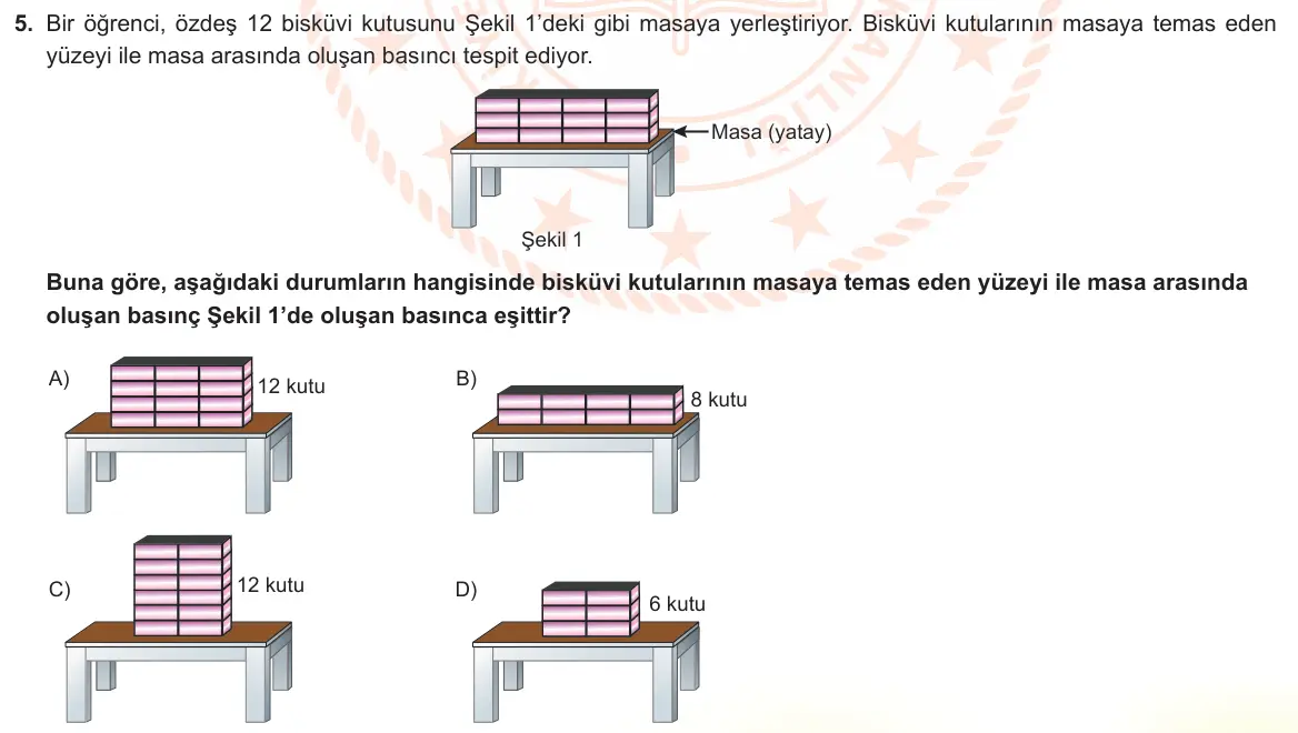 LGS Örnek Soruları Aralık 2022 Sayısal Fen Bilimleri 5. Soru görseli