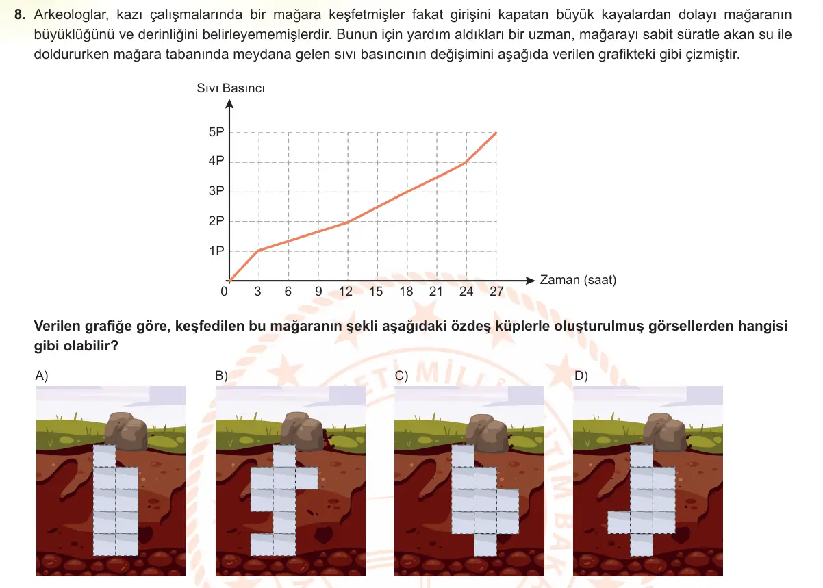 LGS Örnek Soruları Aralık 2022 Sayısal Fen Bilimleri 8. Soru görseli