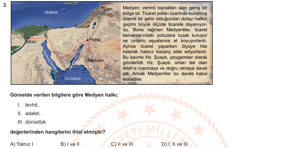 LGS Örnek Soruları Aralık 2022 Sözel Din Kültürü ve Ahlak Bilgisi 3. Soru görseli