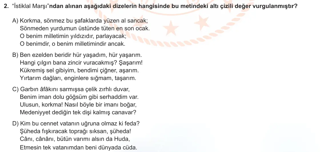 LGS Örnek Soruları Aralık 2022 Sözel Türkçe 2. Soru görseli