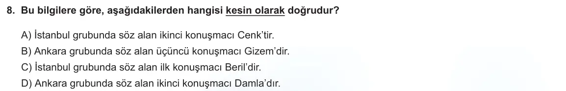 LGS Örnek Soruları Aralık 2022 Sözel Türkçe 8. Soru görseli