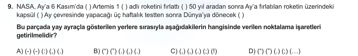 LGS Örnek Soruları Aralık 2022 Sözel Türkçe 9. Soru görseli