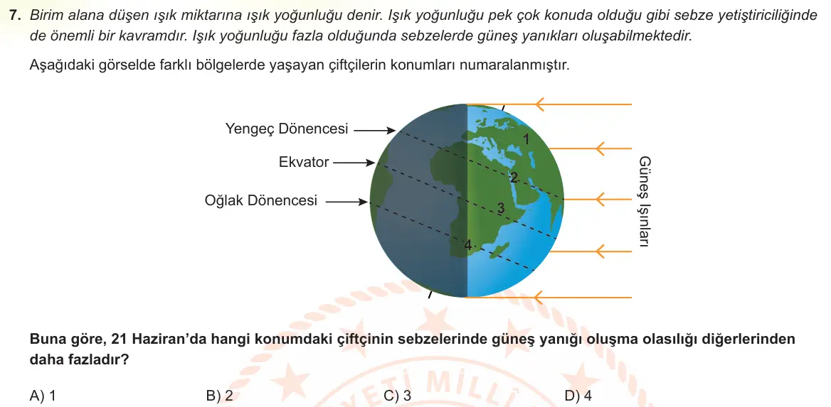 LGS Örnek Soruları Ekim 2022 Sayısal Fen Bilimleri 7. Soru görseli
