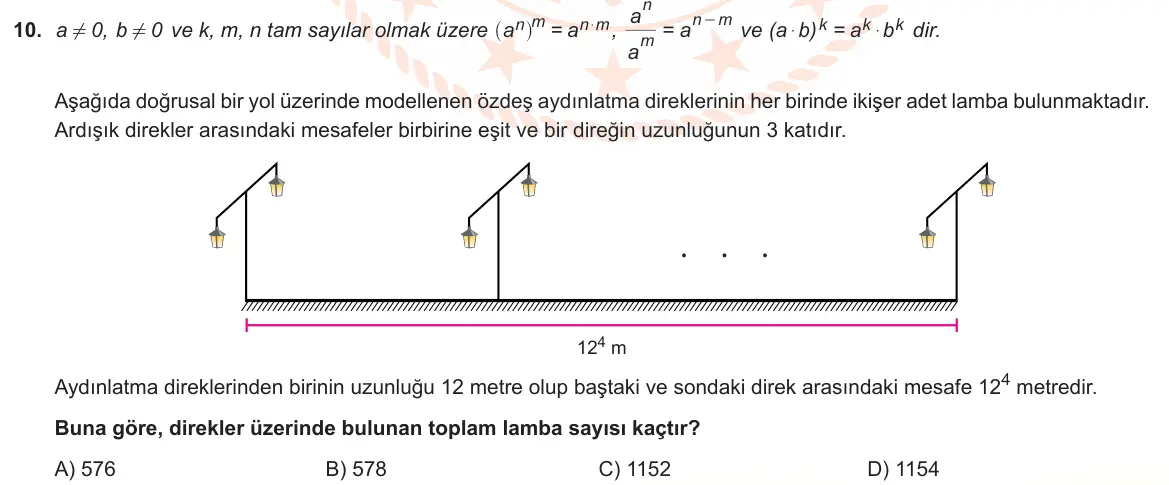LGS Örnek Soruları Ekim 2022 Sayısal Matematik 10. Soru görseli