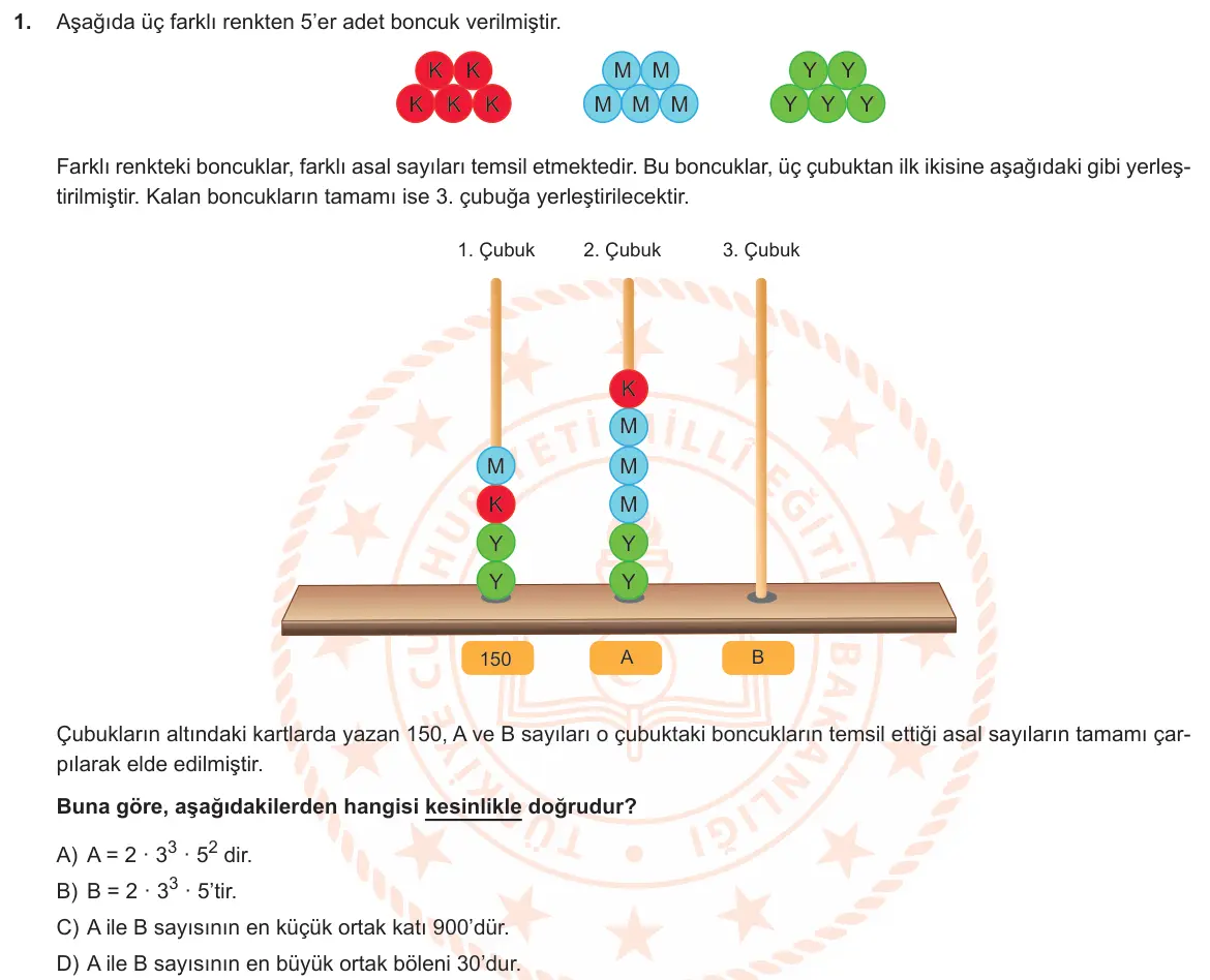LGS Örnek Soruları Ekim 2022 Sayısal Matematik 1. Soru görseli