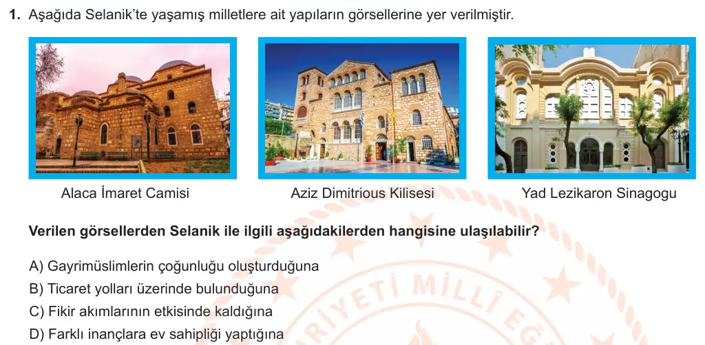 LGS Örnek Soruları Ekim 2022 Sözel T.C. İnkılap Tarihi ve Atatürkçülük 1. Soru görseli