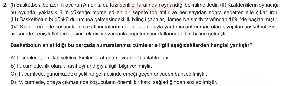 LGS Örnek Soruları Ekim 2022 Sözel Türkçe 2. Soru görseli