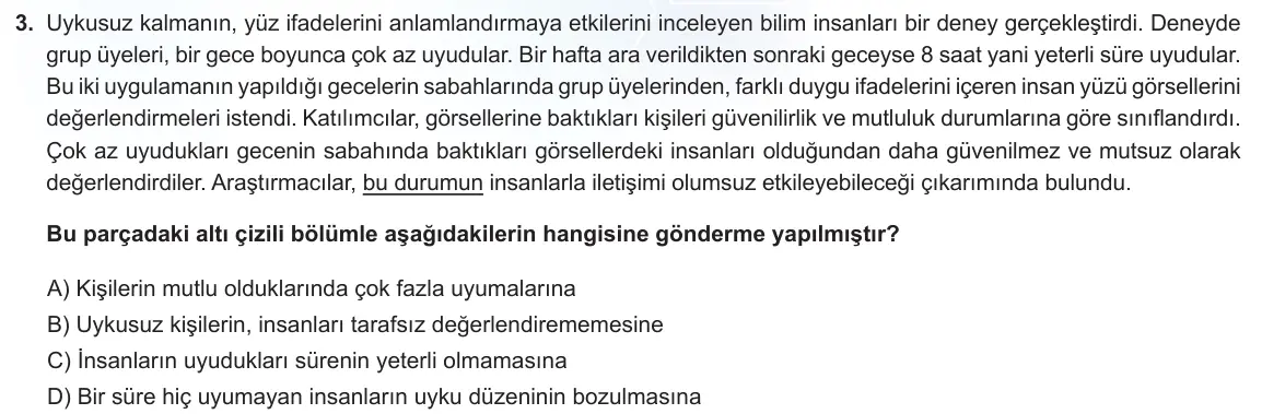 LGS Örnek Soruları Ekim 2022 Sözel Türkçe 3. Soru görseli
