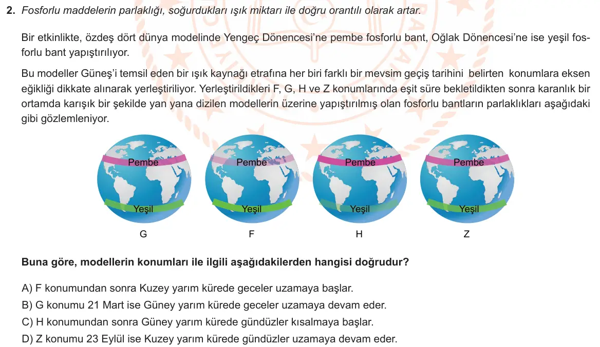 LGS Örnek Soruları Kasım 2022 Sayısal Fen Bilimleri 2. Soru görseli