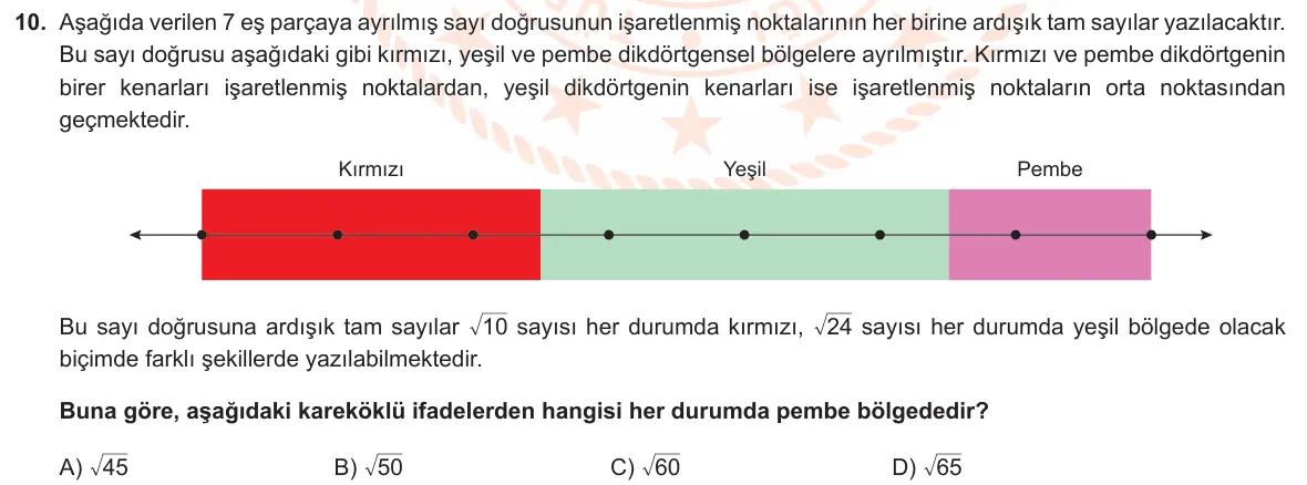 LGS Örnek Soruları Kasım 2022 Sayısal Matematik 10. Soru görseli