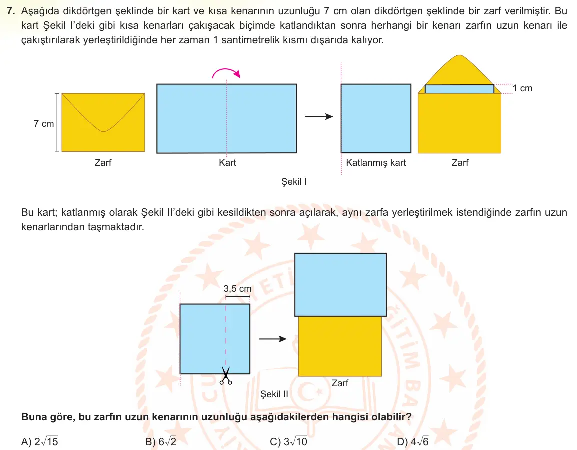 LGS Örnek Soruları Kasım 2022 Sayısal Matematik 7. Soru görseli