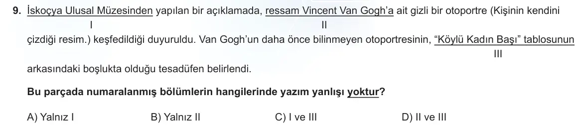 LGS Örnek Soruları Kasım 2022 Sözel Türkçe 9. Soru görseli