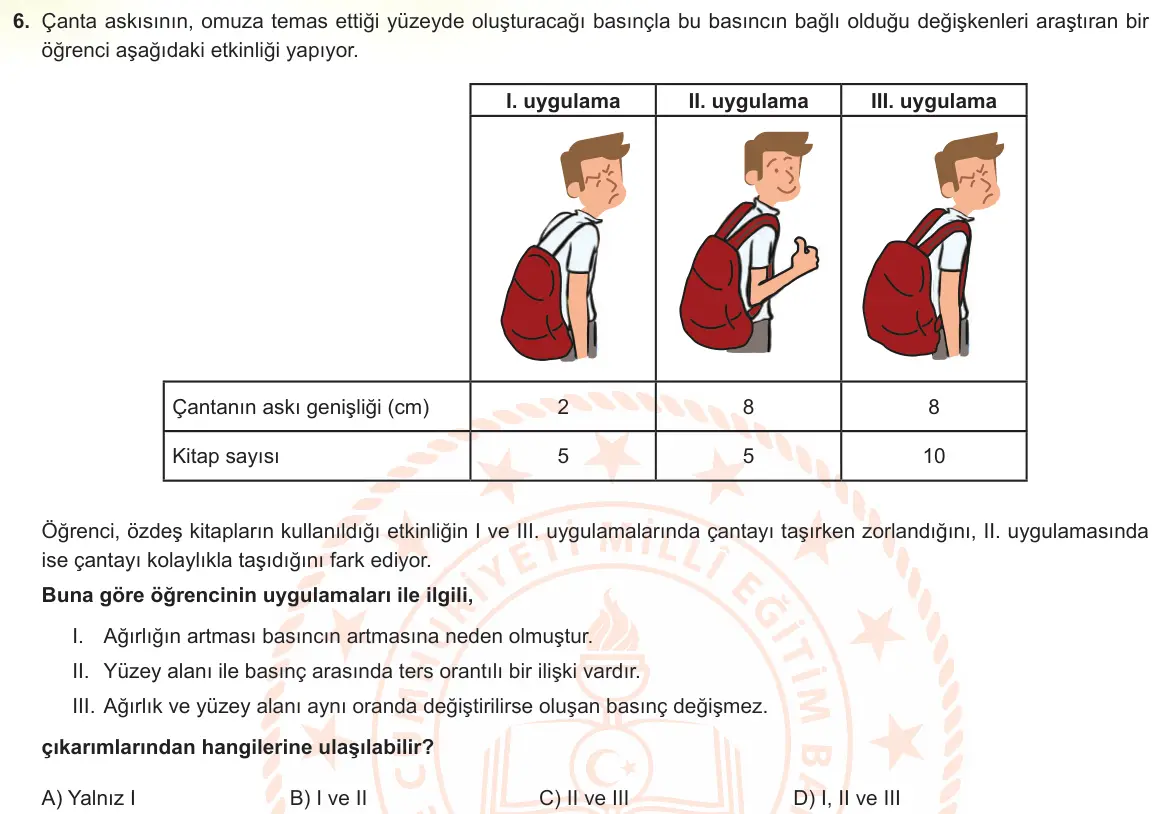 LGS Örnek Soruları Mart 2023 Sayısal Fen Bilimleri 6. Soru görseli
