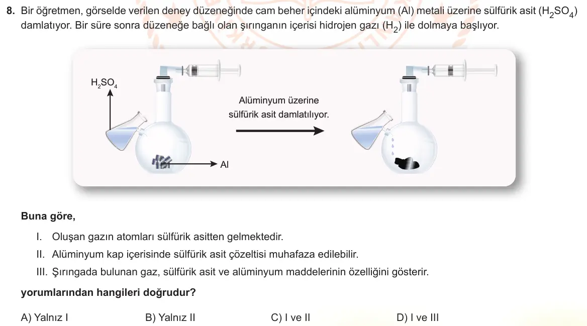LGS Örnek Soruları Mart 2023 Sayısal Fen Bilimleri 8. Soru görseli