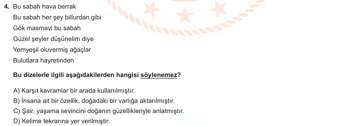 LGS Örnek Soruları Mart 2023 Sözel Türkçe 4. Soru görseli