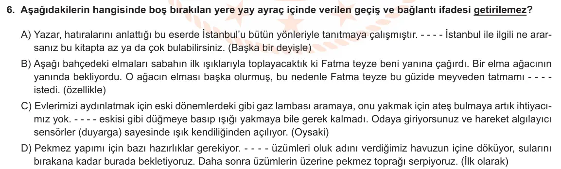 LGS Örnek Soruları Mart 2023 Sözel Türkçe 6. Soru görseli