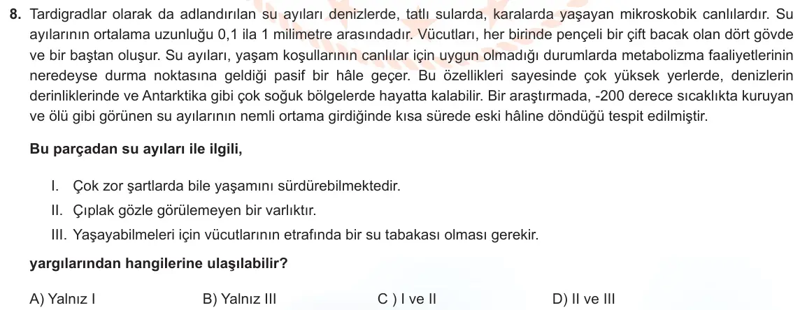 LGS Örnek Soruları Mart 2023 Sözel Türkçe 8. Soru görseli