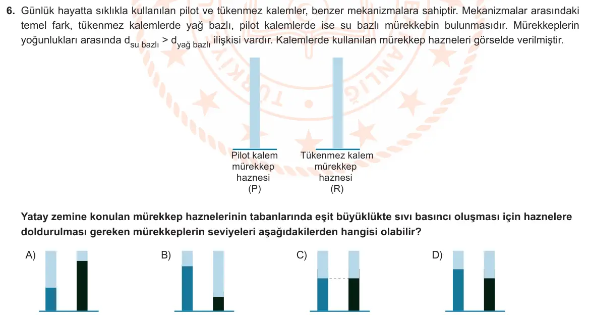 LGS Örnek Soruları Mayıs 2023 Sayısal Fen Bilimleri 6. Soru görseli